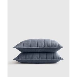 NWOT Quince European Linen Box Quilted Sham Set Nightfall King